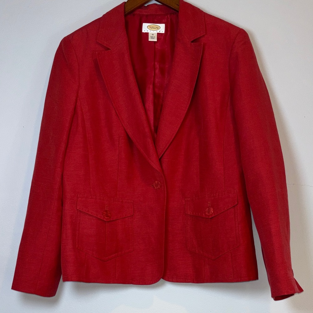 Talbots Linen and Silk Blazer Red 10 Petite